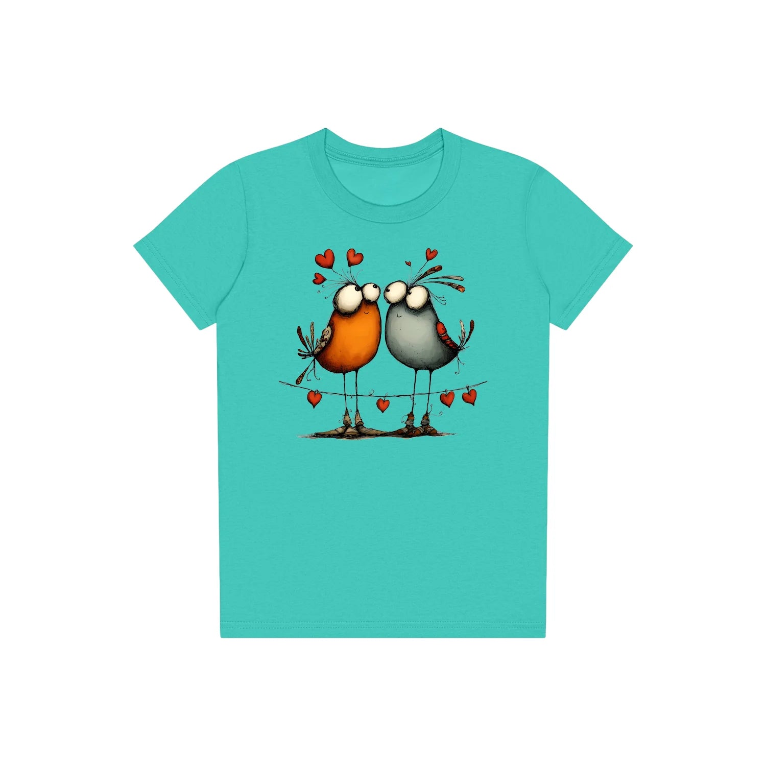T-shirt Quirky Bird graphic 0047 - Teal