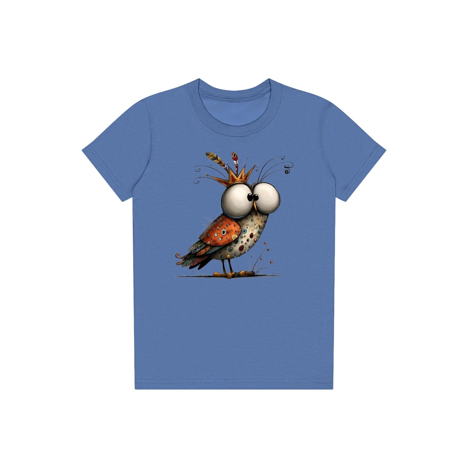 T-shirt Quirky Bird graphic 0048 - Columbia Blue