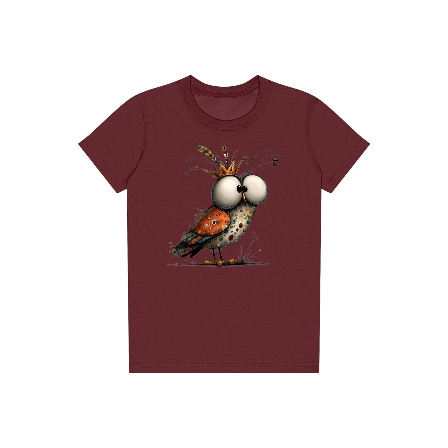 T-shirt Quirky Bird graphic 0048 - Maroon