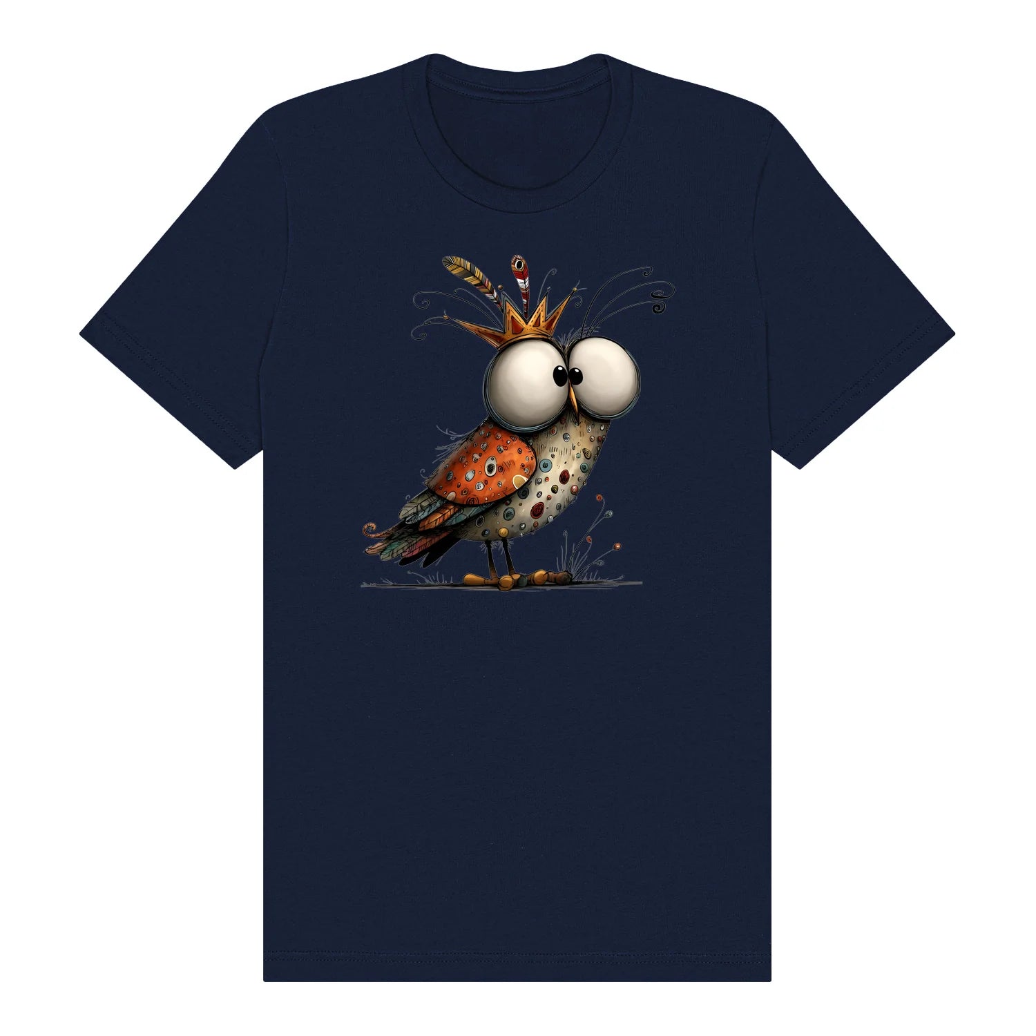 T-shirt Quirky Bird graphic 0048 - Navy
