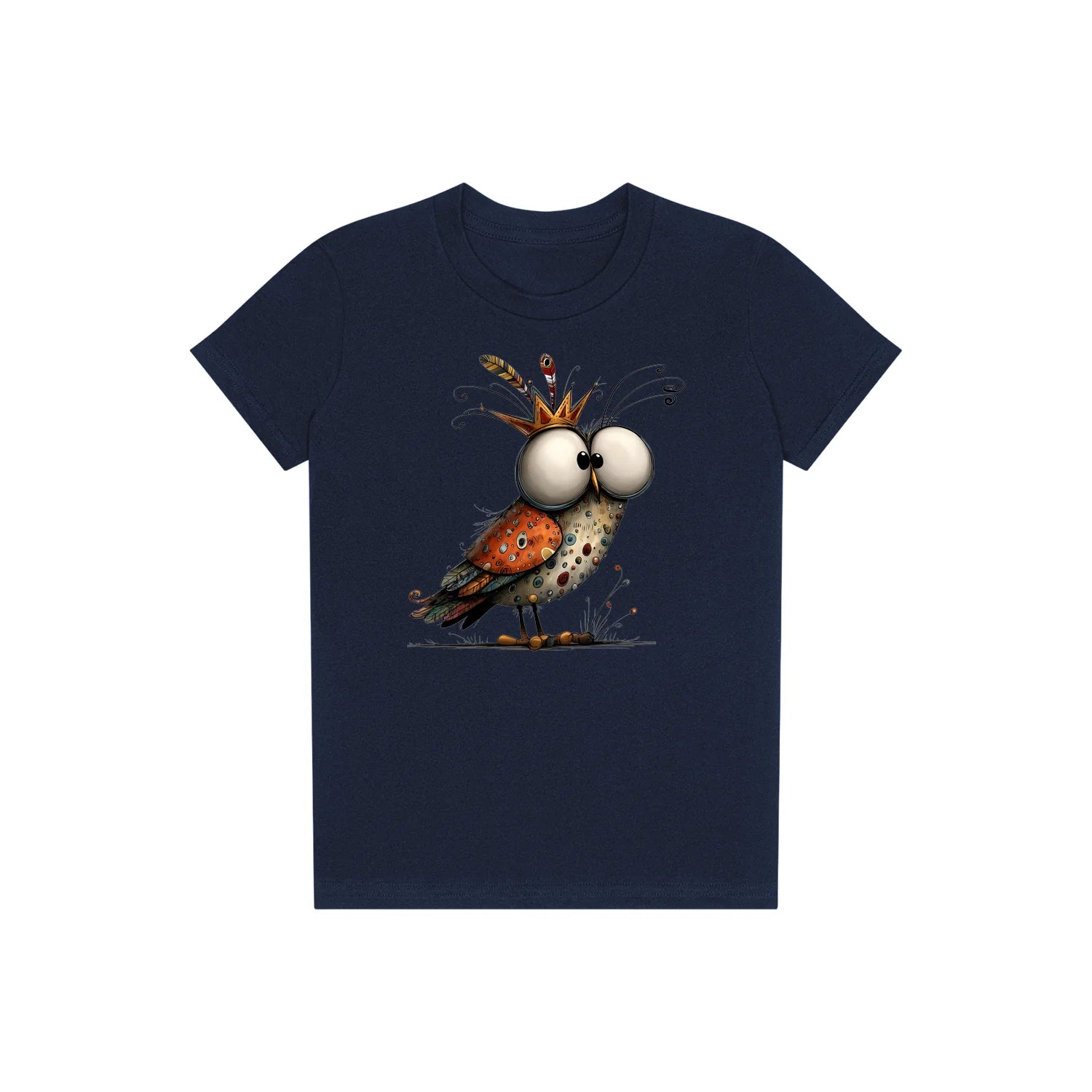 T-shirt Quirky Bird graphic 0048 - Navy