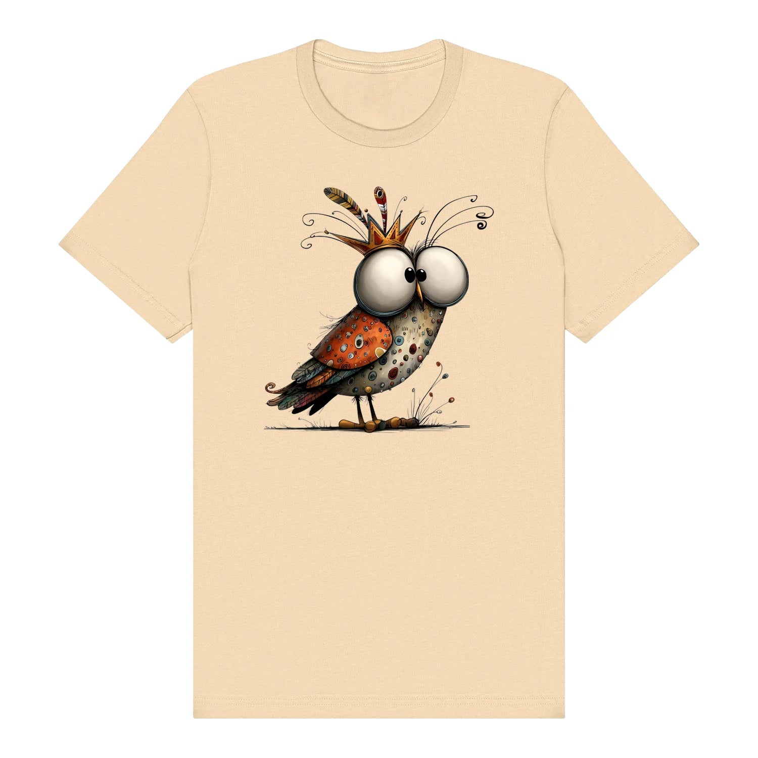 T-shirt Quirky Bird graphic 0048 - Soft Cream