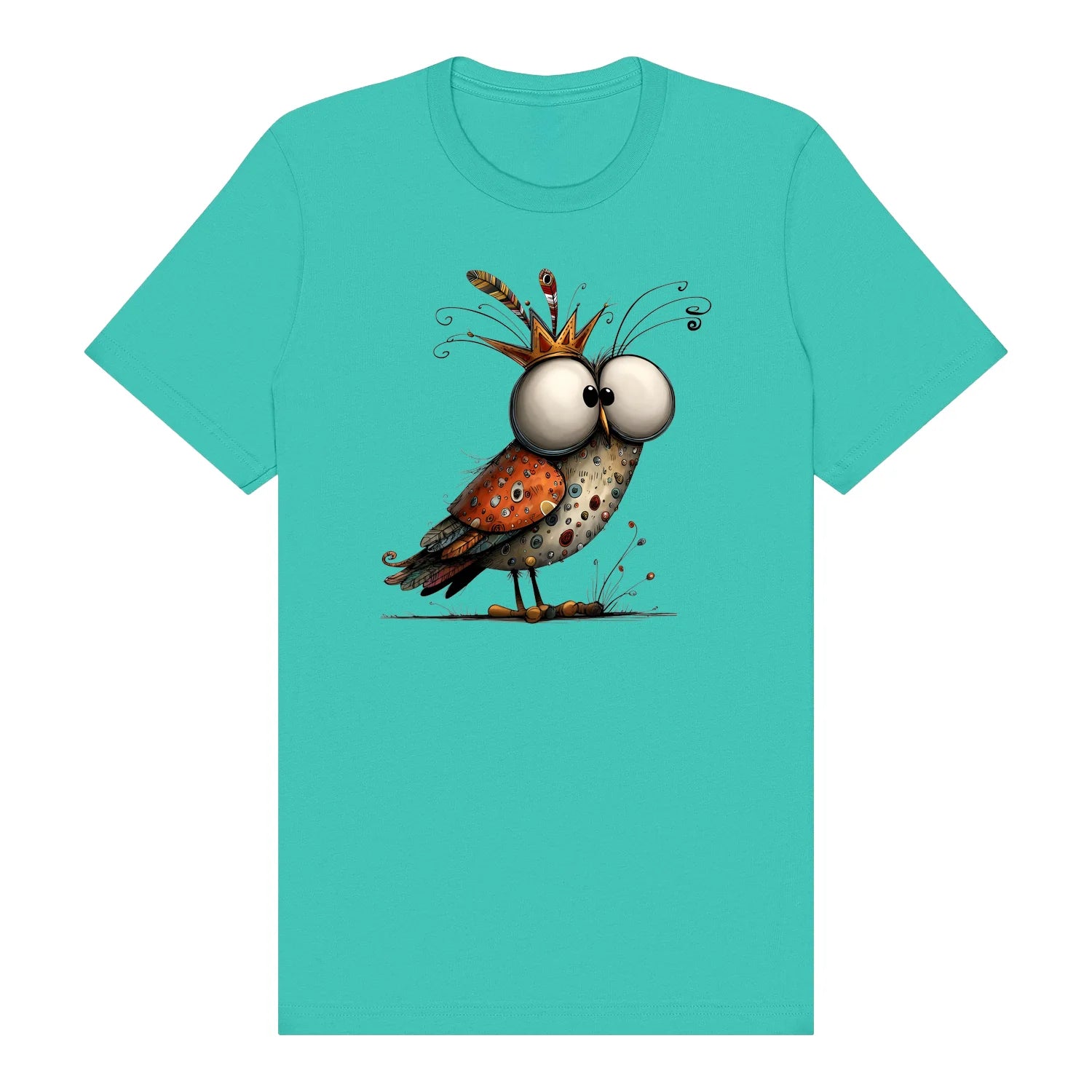 T-shirt Quirky Bird graphic 0048 - Teal