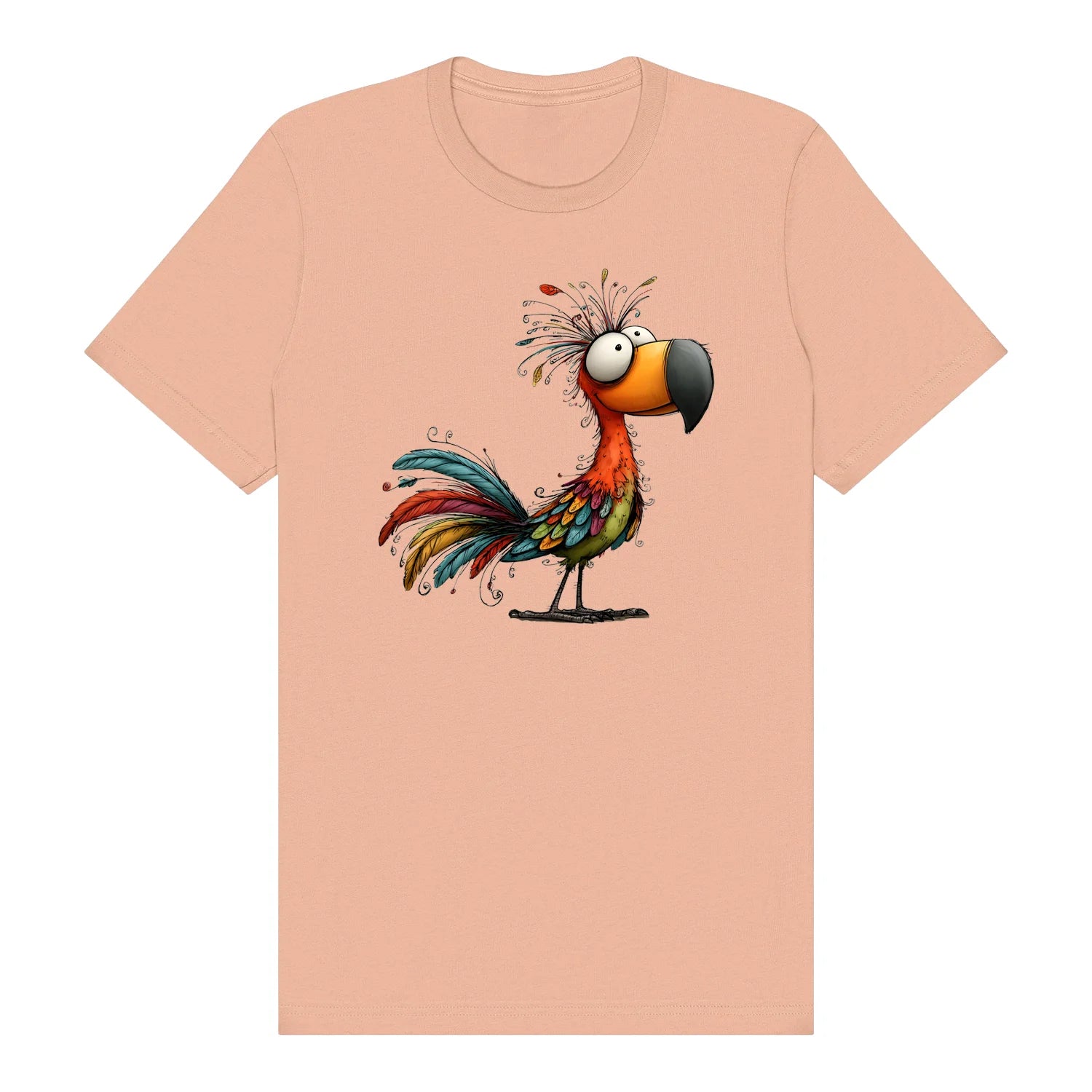 T-shirt Quirky Bird graphic 0049 - Peach