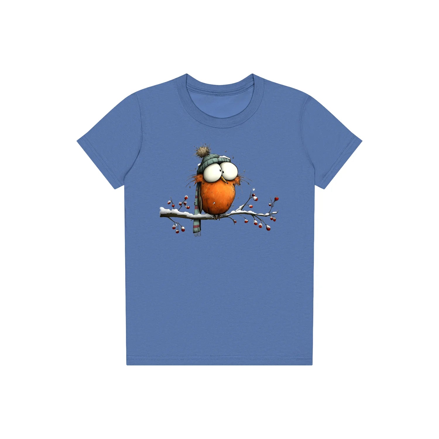 T-shirt Quirky Bird graphic 0050 - Columbia Blue