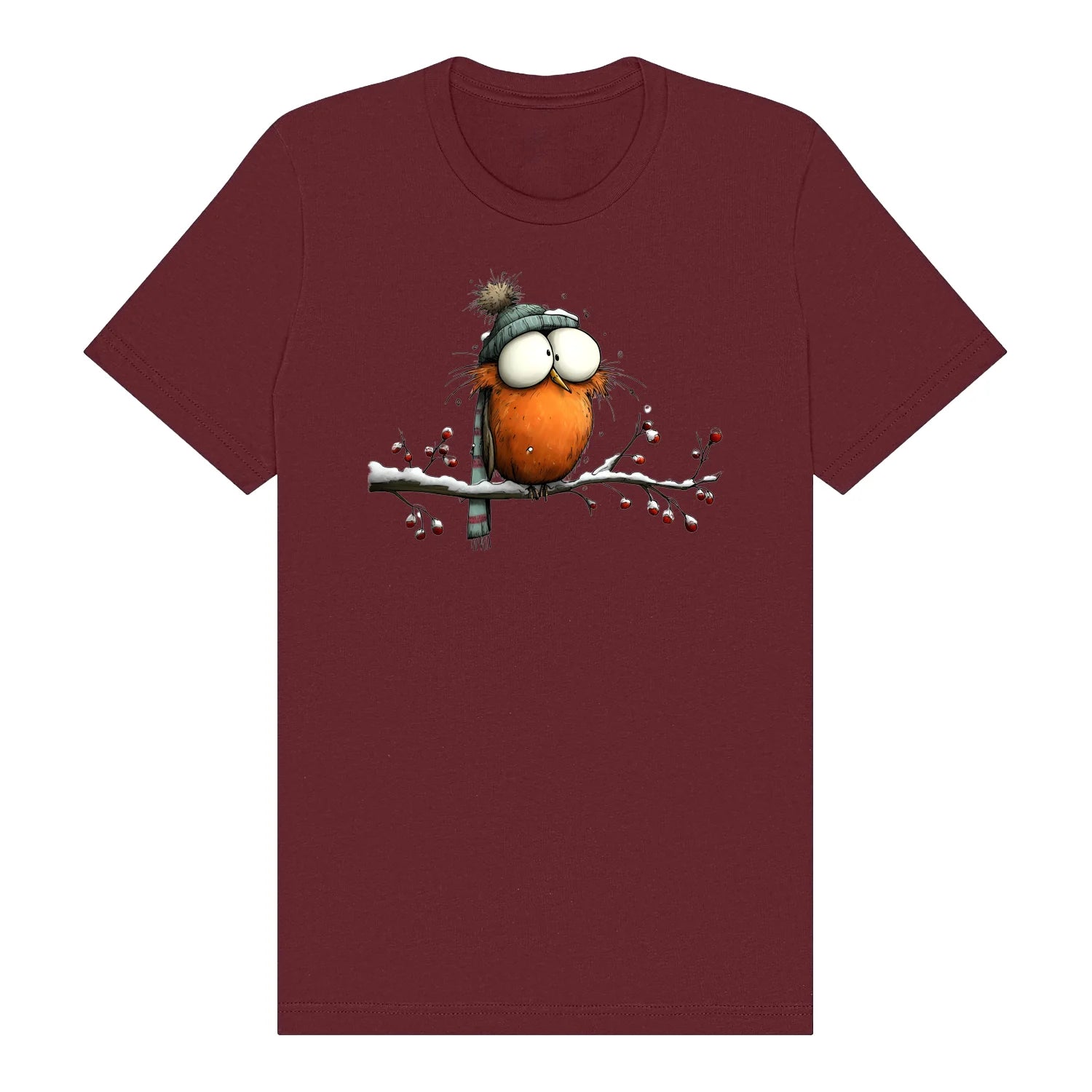 T-shirt Quirky Bird graphic 0050 - Maroon