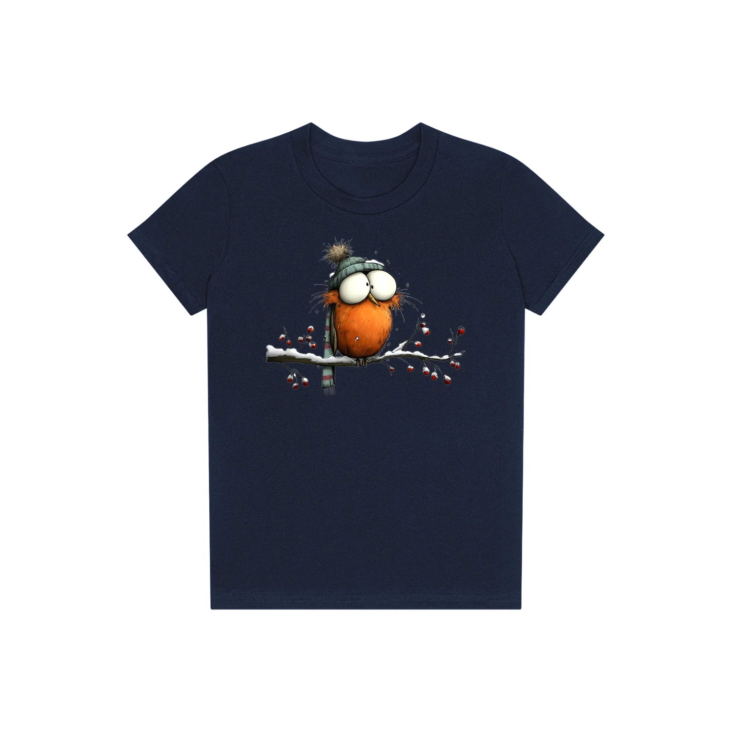 T-shirt Quirky Bird graphic 0050 - Navy