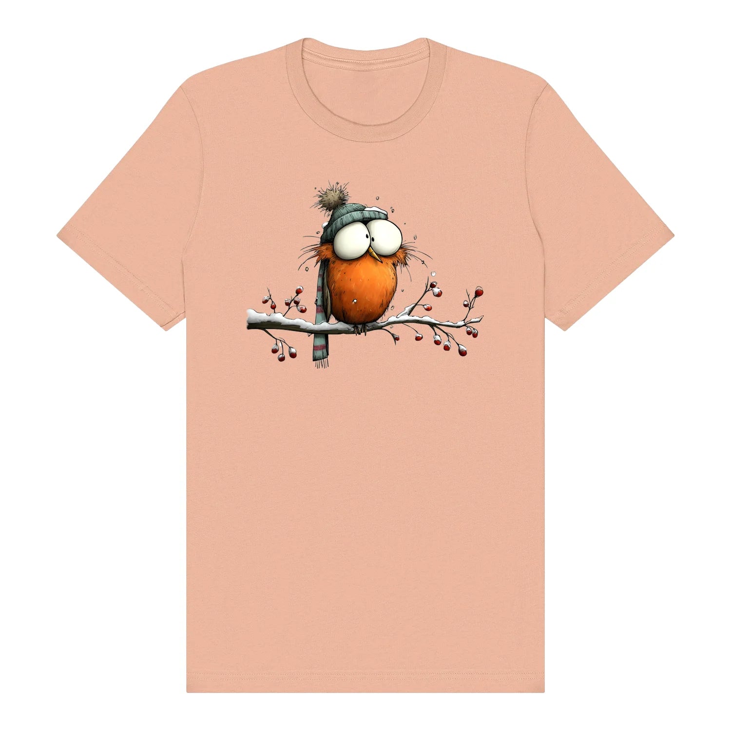 T-shirt Quirky Bird graphic 0050 - Peach