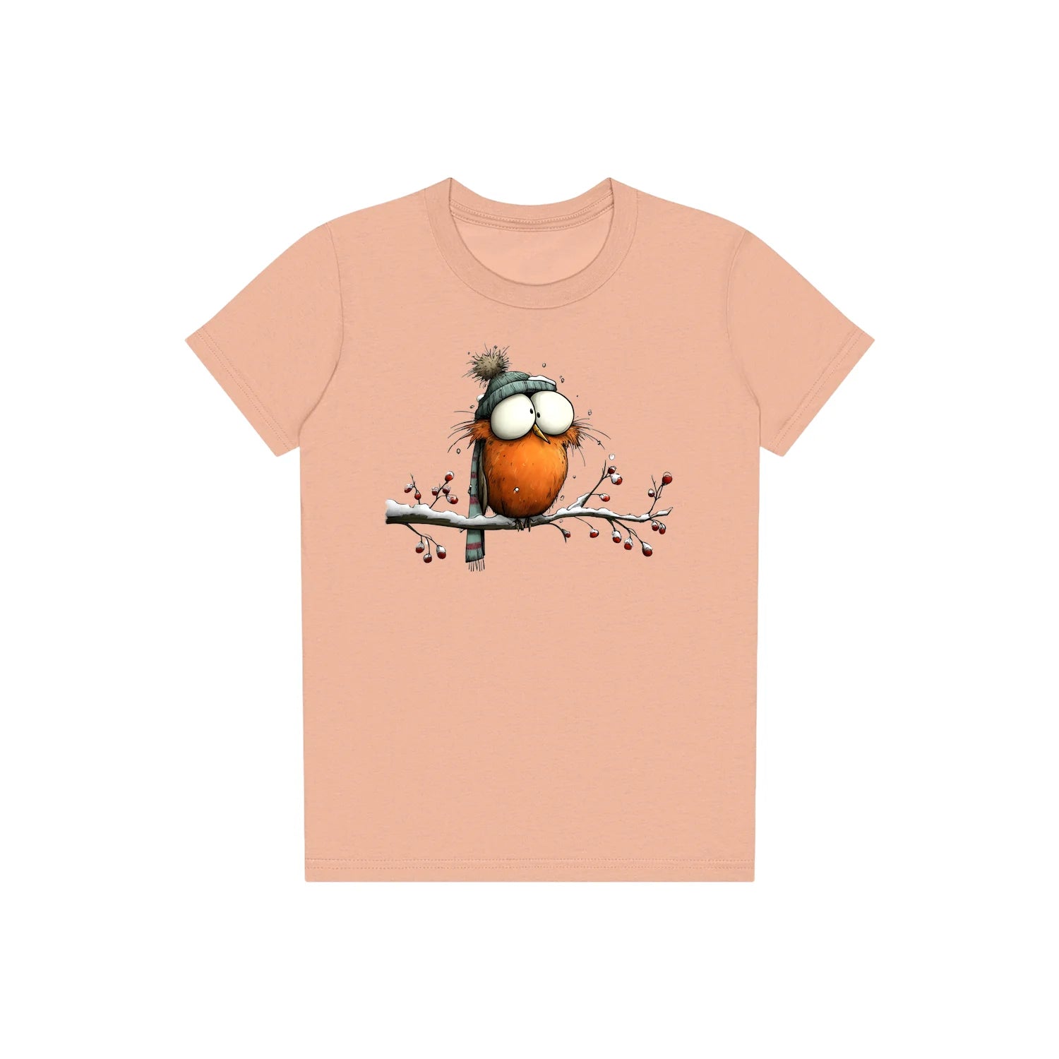 T-shirt Quirky Bird graphic 0050 - Peach