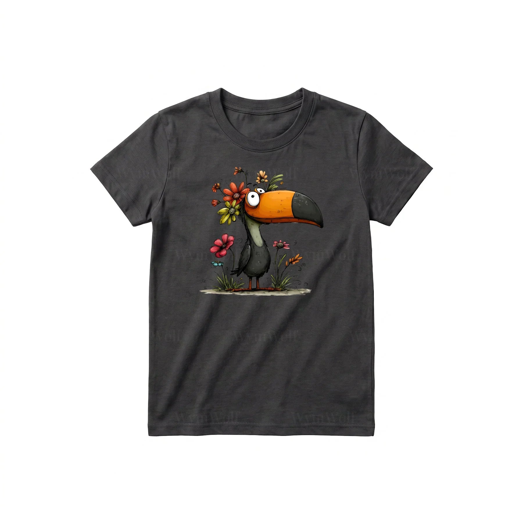 T-shirt Quirky Bird graphic 0041 - Dark Gray