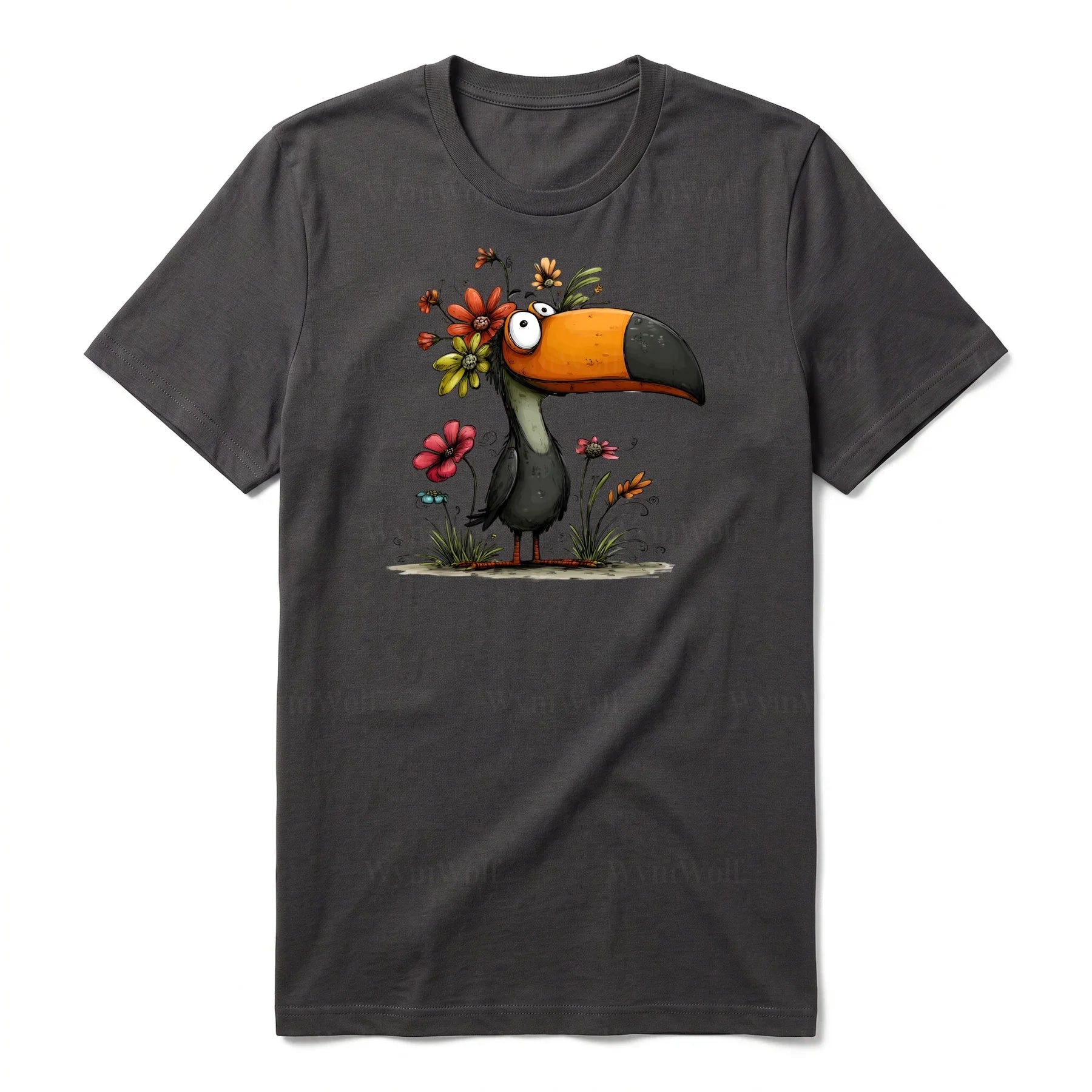 T-shirt Quirky Bird graphic 0041 - Dark Gray