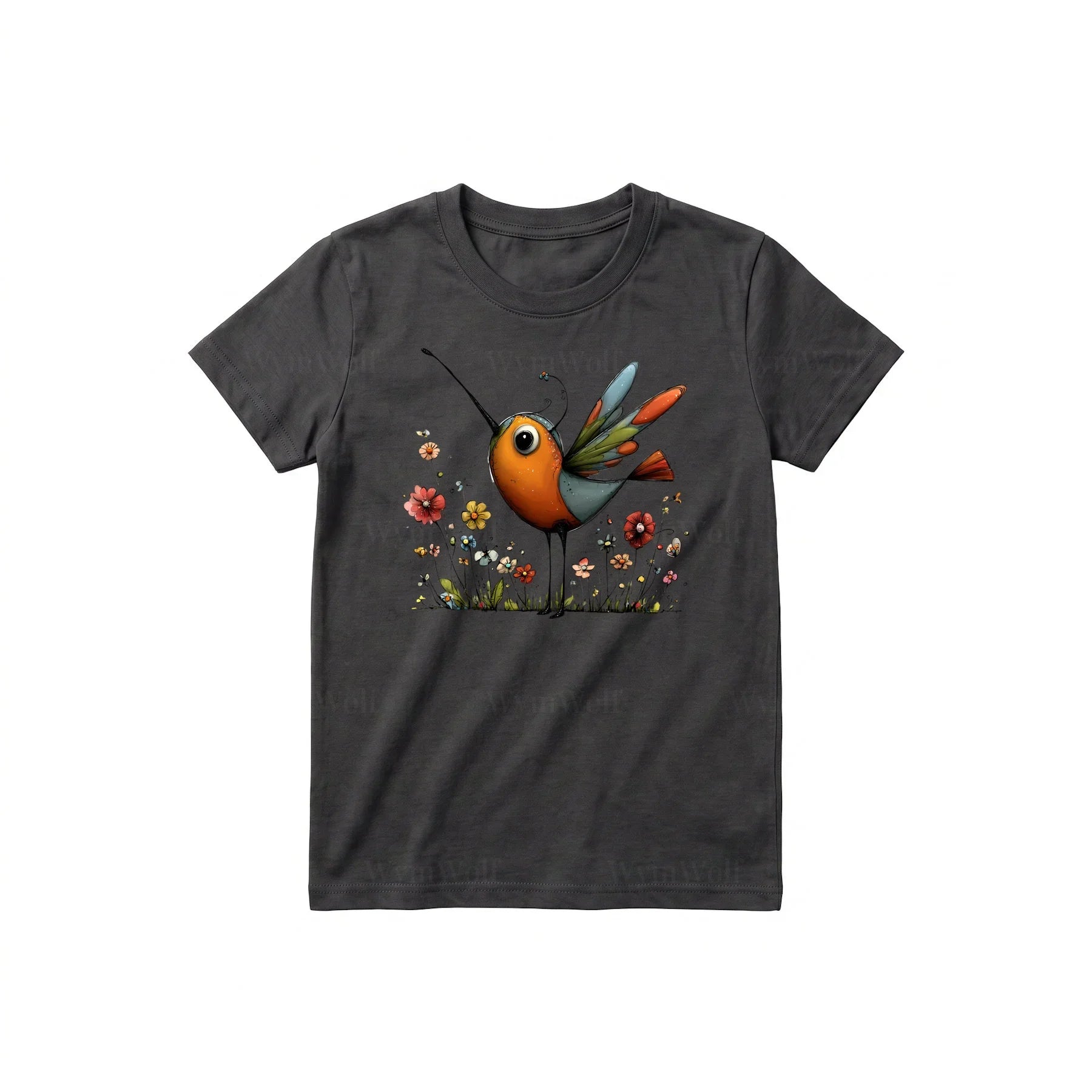 T-shirt Quirky Bird graphic 0044 - Dark Gray