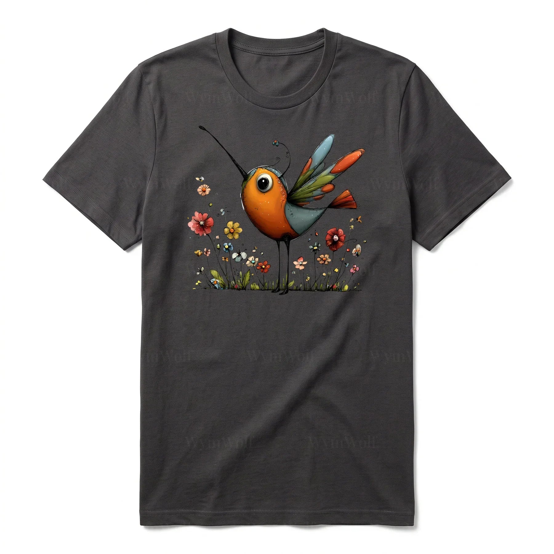 T-shirt Quirky Bird graphic 0044 - Dark Gray