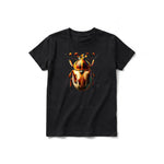A black short-sleeve crewneck t-shirt for youth featuring a graphic of a arthropods animal on the front.