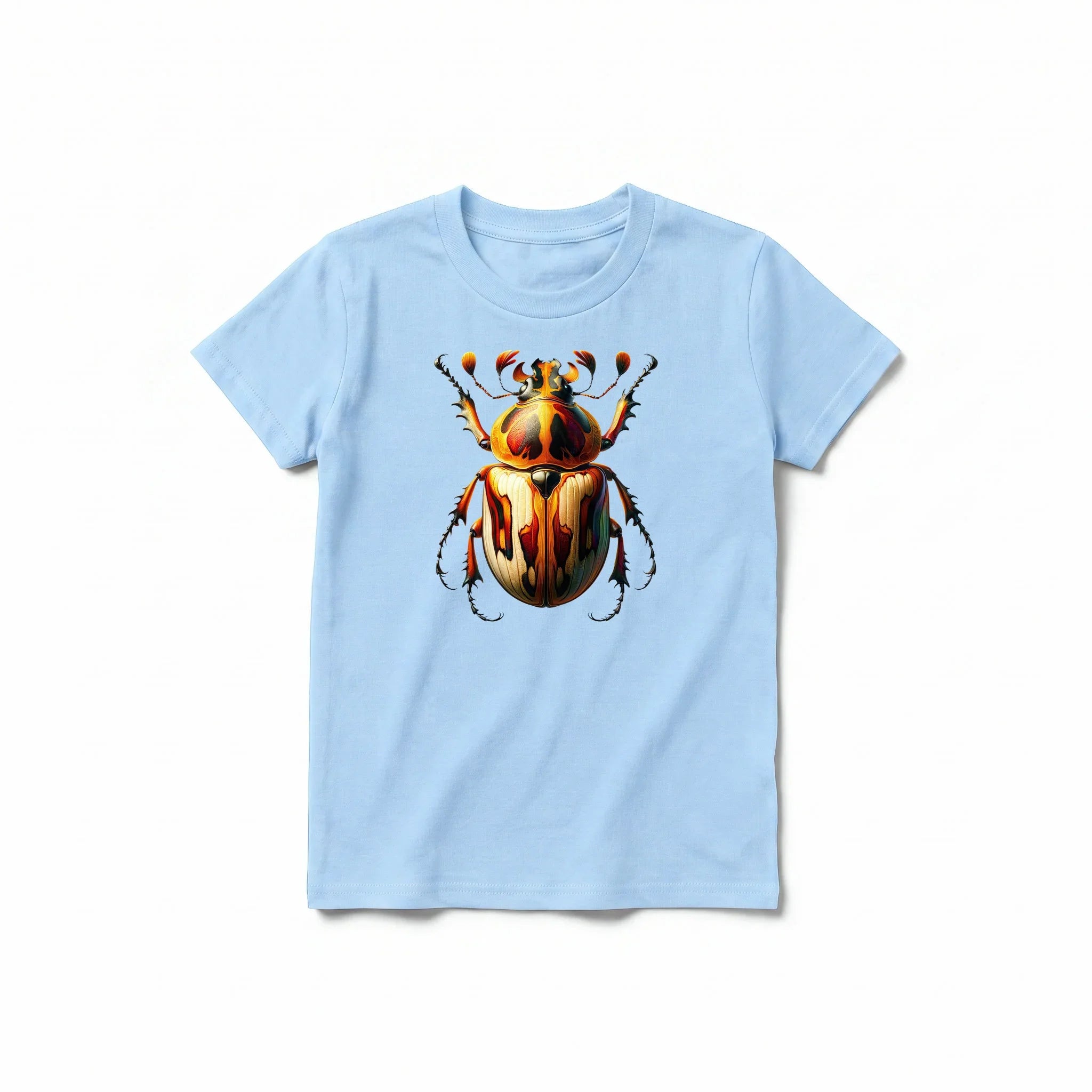 A powder short-sleeve crewneck t-shirt for youth featuring a graphic of a arthropods animal on the front.