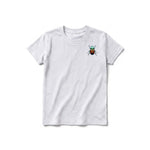 A ash grey short-sleeve crewneck t-shirt for youth featuring a graphic of a arthropods animal on the left chest.