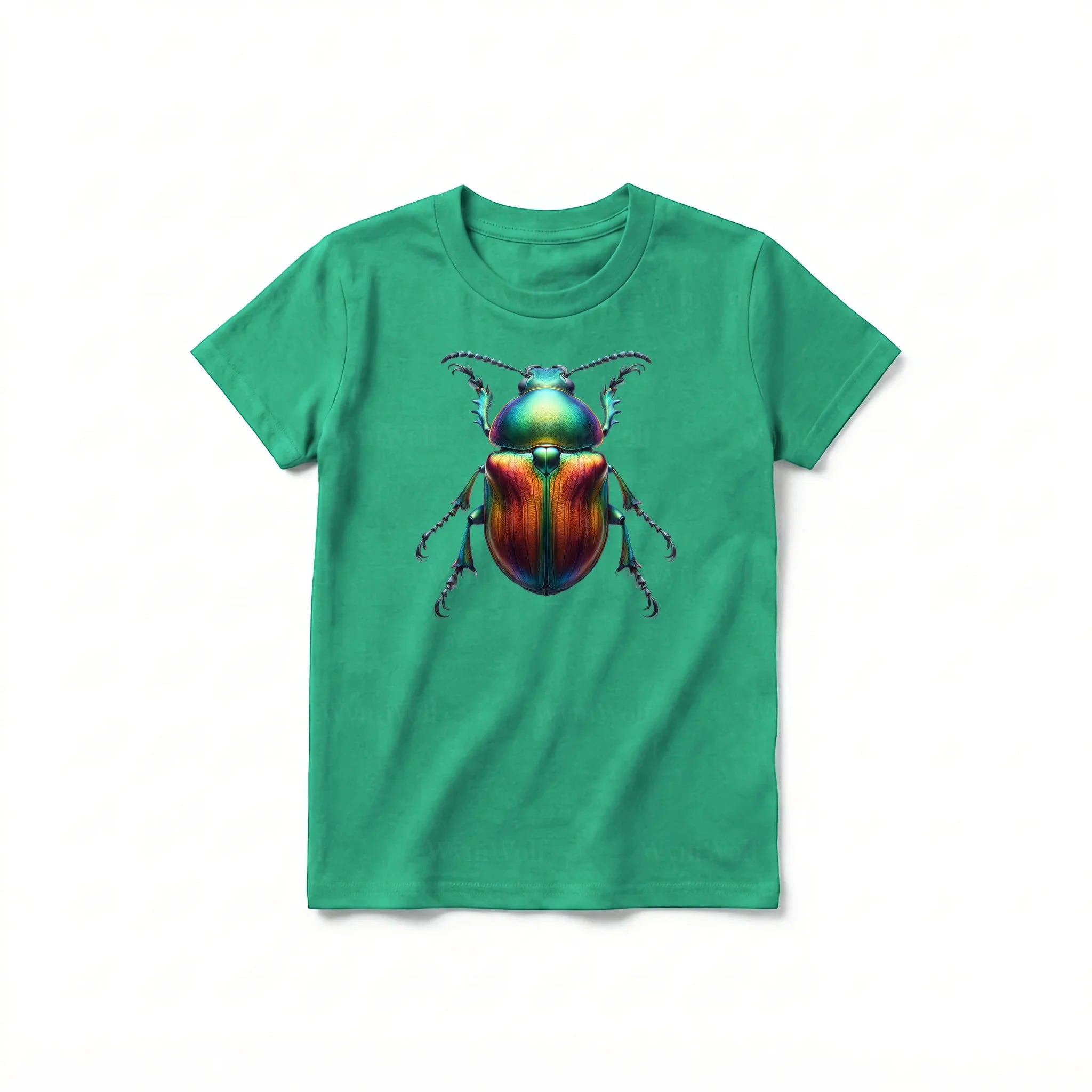 A kelly short-sleeve crewneck t-shirt for youth featuring a graphic of a arthropods animal on the front.