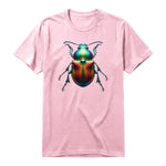 A pink short-sleeve crewneck t-shirt for adult featuring a graphic of a arthropods animal on the front.