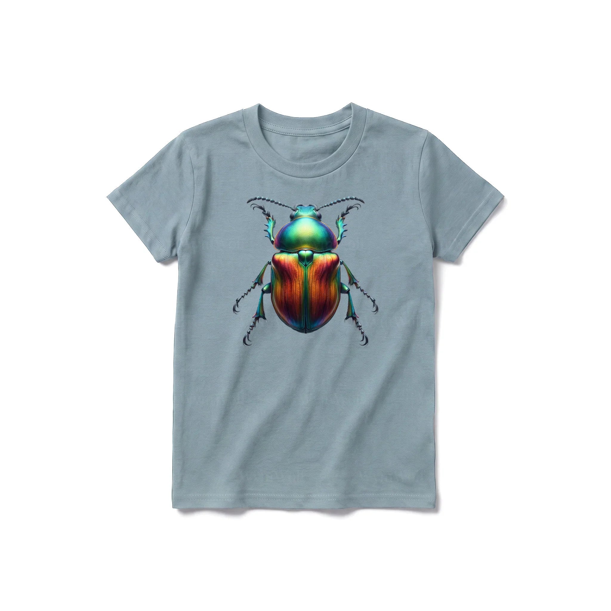 A sage short-sleeve crewneck t-shirt for youth featuring a graphic of a arthropods animal on the front.