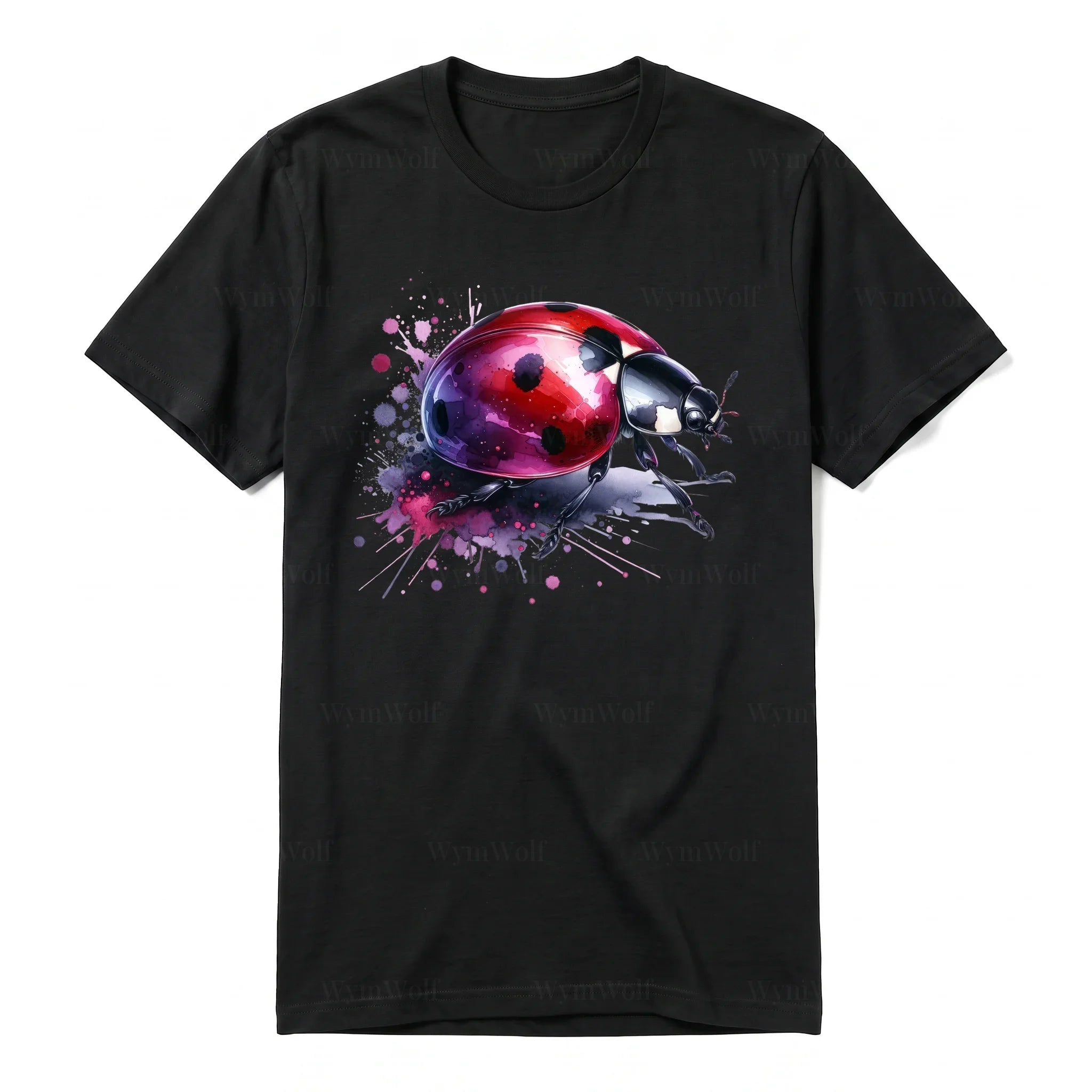 A black short-sleeve crewneck t-shirt for adult featuring a graphic of a arthropods animal on the front.