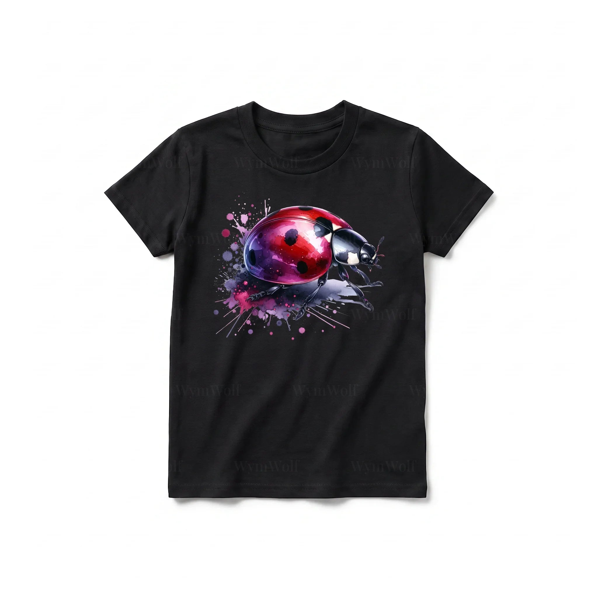 A black short-sleeve crewneck t-shirt for youth featuring a graphic of a arthropods animal on the front.