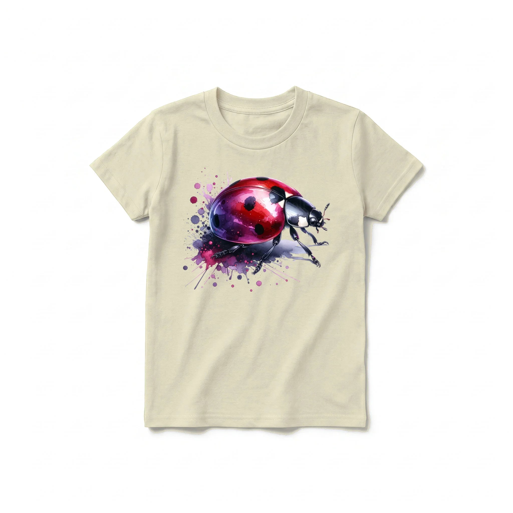 A latte short-sleeve crewneck t-shirt for youth featuring a graphic of a arthropods animal on the front.