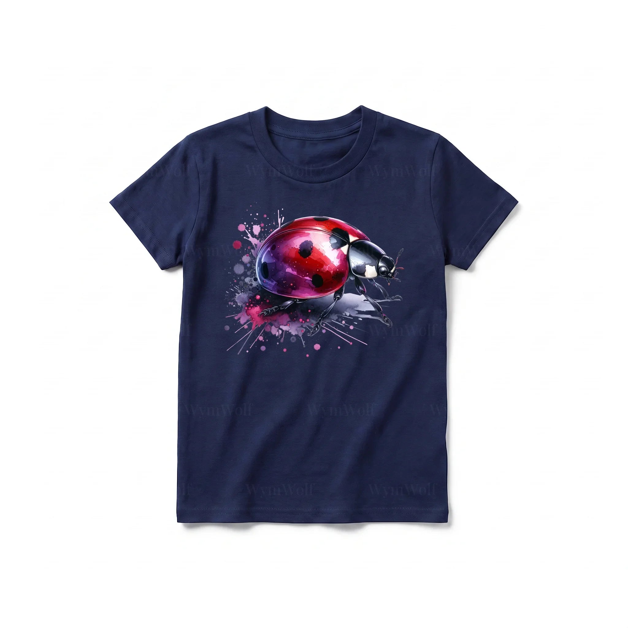 A navy short-sleeve crewneck t-shirt for youth featuring a graphic of a arthropods animal on the front.