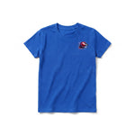 A royal short-sleeve crewneck t-shirt for youth featuring a graphic of a arthropods animal on the left chest.