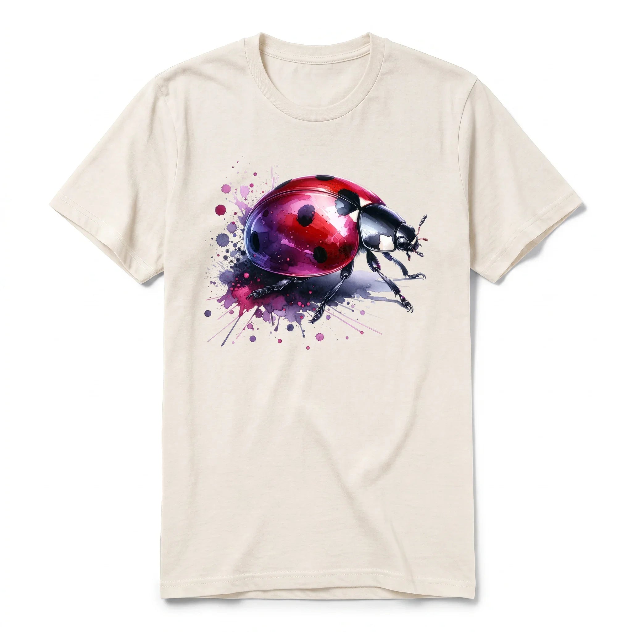 A vintage-white short-sleeve crewneck t-shirt for adult featuring a graphic of a arthropods animal on the front.