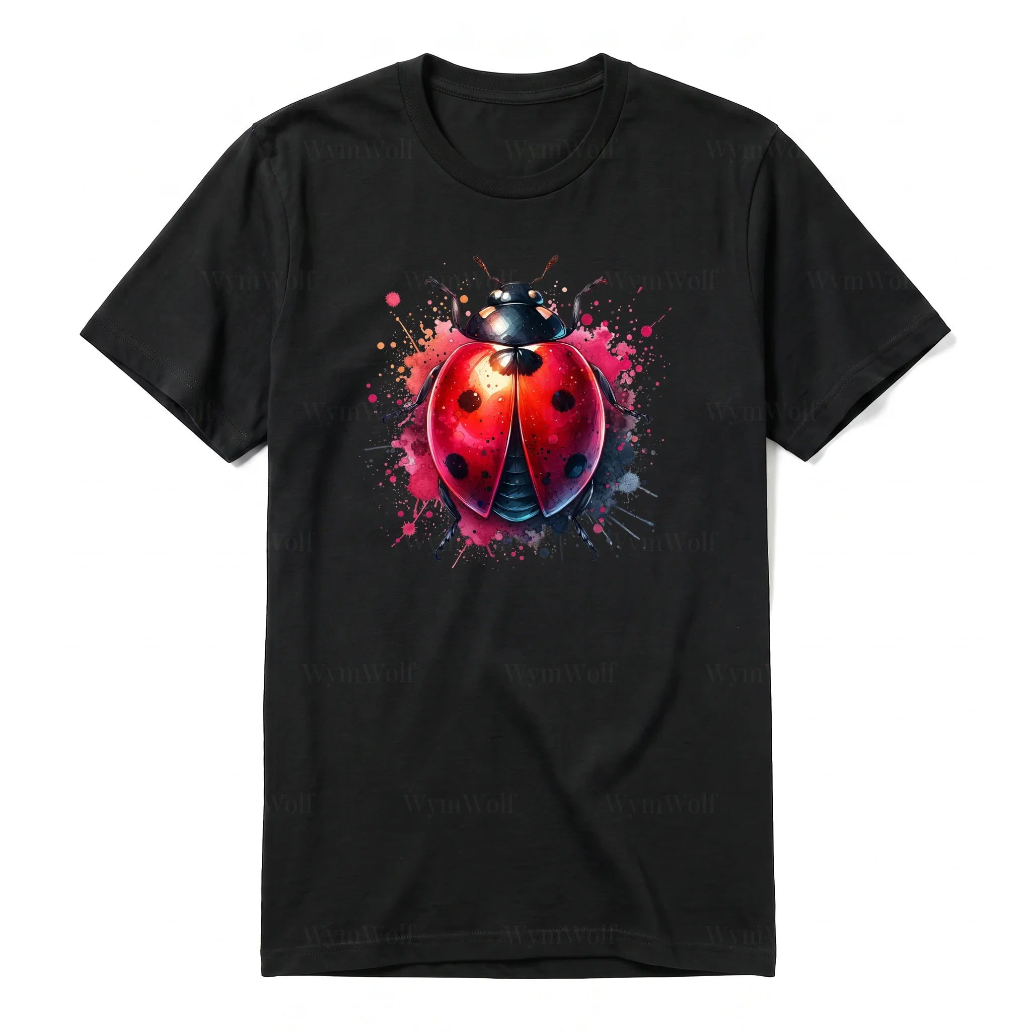 A black short-sleeve crewneck t-shirt for adult featuring a graphic of a arthropods animal on the front.
