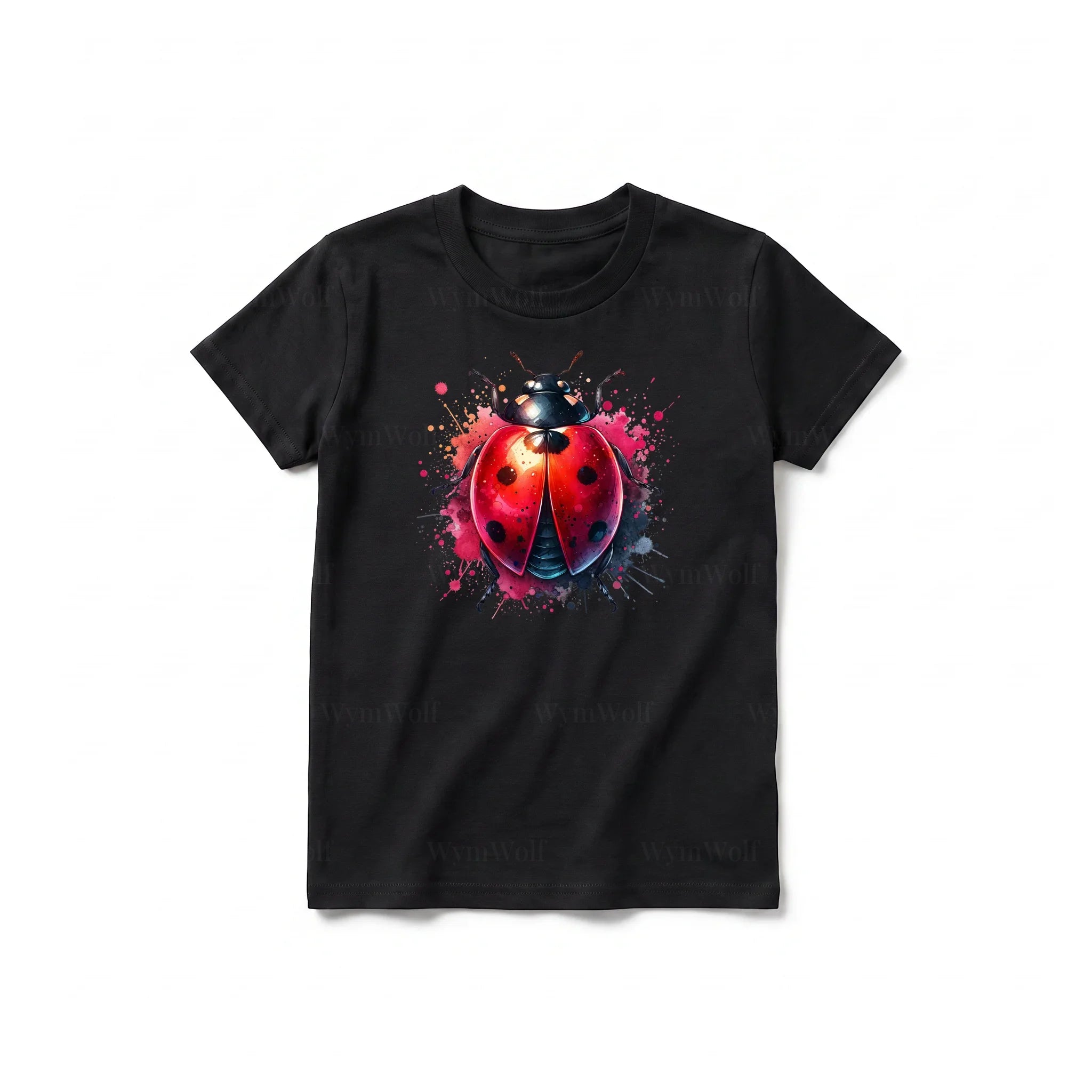 A black short-sleeve crewneck t-shirt for youth featuring a graphic of a arthropods animal on the front.