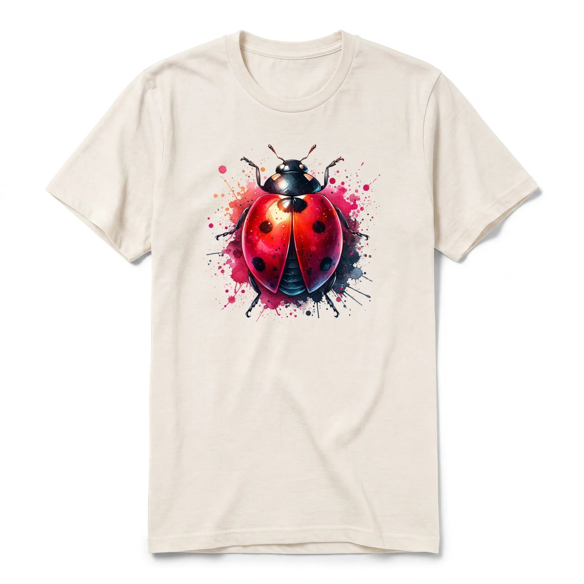 A vintage-white short-sleeve crewneck t-shirt for adult featuring a graphic of a arthropods animal on the front.