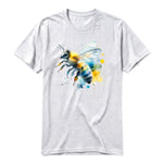 Un T-shirt gris cendré à manches courtes et col rond, orné d'un motif représentant un arthropod sur le devant.