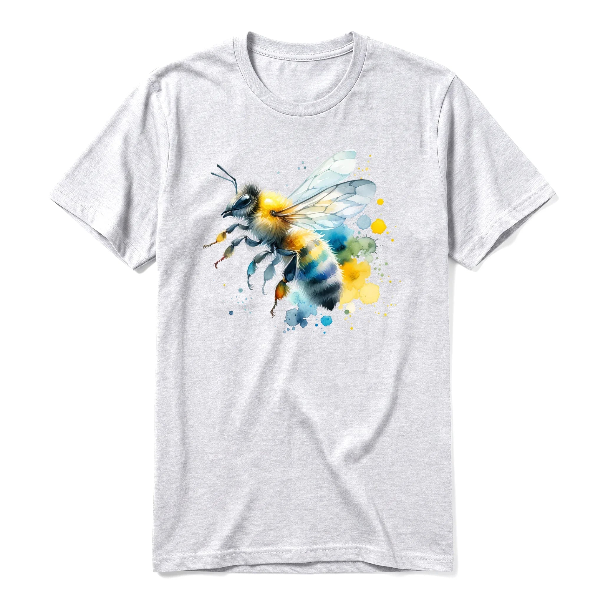 Un T-shirt gris cendré à manches courtes et col rond, orné d'un motif représentant un arthropod sur le devant.