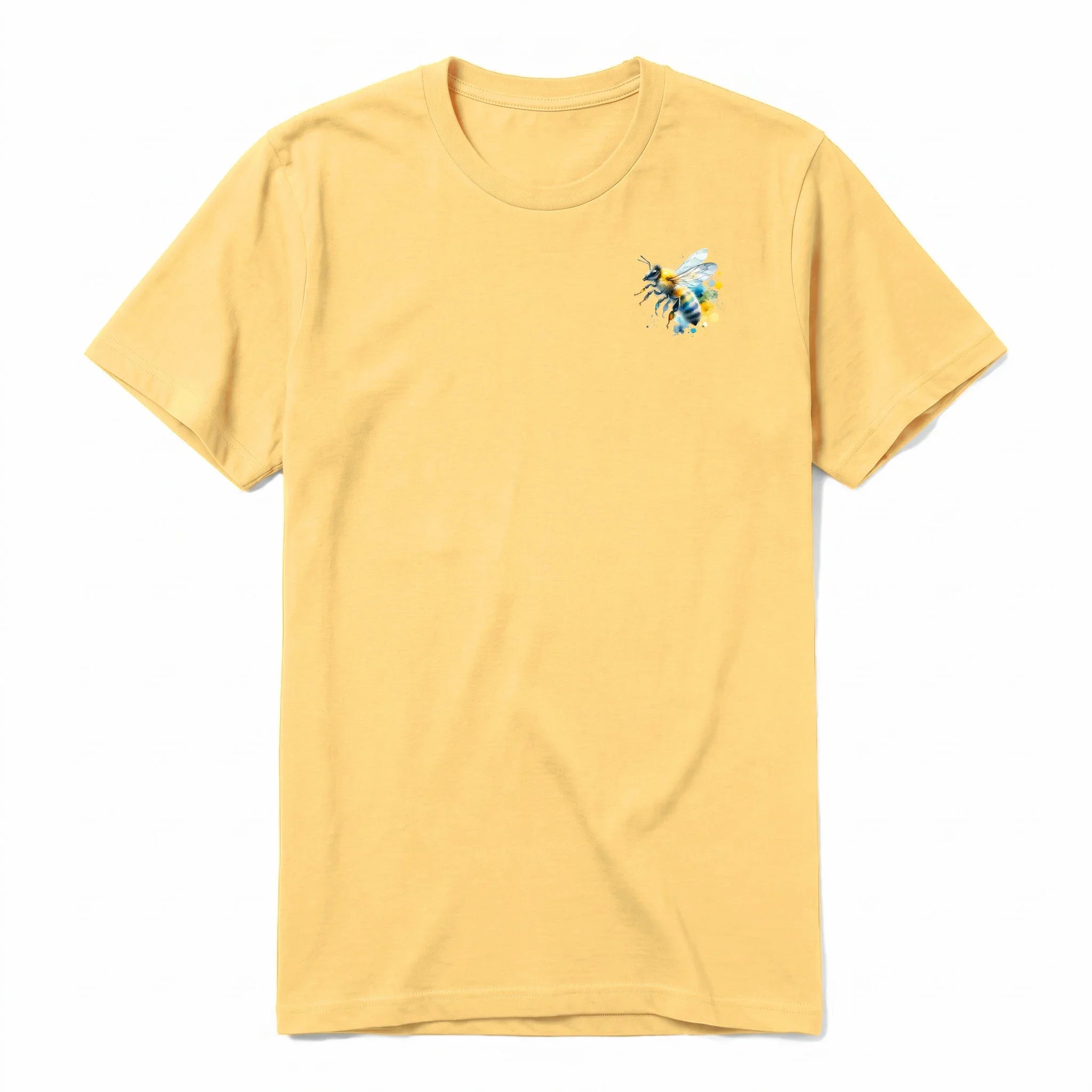 A mustard short-sleeve crewneck t-shirt for adult featuring a graphic of a arthropods animal on the left chest.