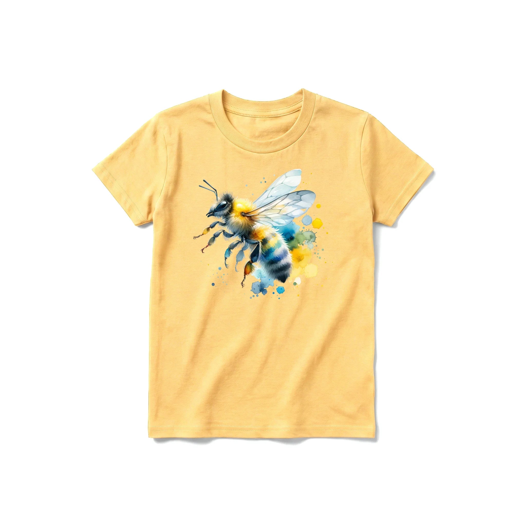 A mustard short-sleeve crewneck t-shirt for youth featuring a graphic of a arthropods animal on the front.