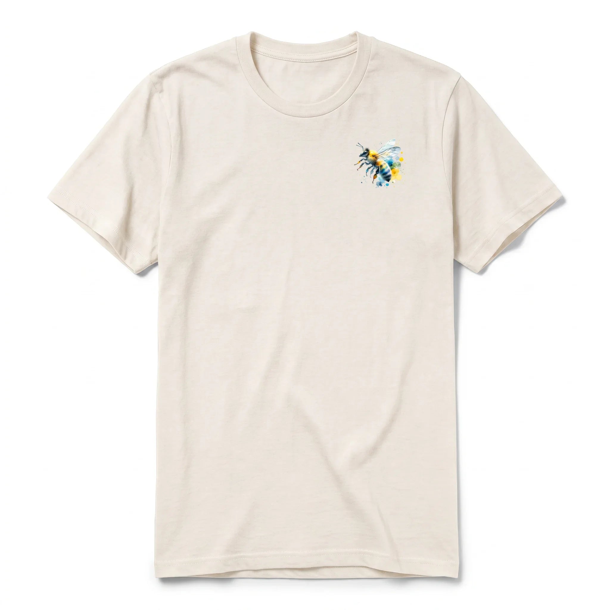 A vintage-white short-sleeve crewneck t-shirt for adult featuring a graphic of a arthropods animal on the left chest.