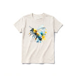 A vintage-white short-sleeve crewneck t-shirt for youth featuring a graphic of a arthropods animal on the front.