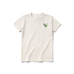 A vintage-white short-sleeve crewneck t-shirt for youth featuring a graphic of a arthropods animal on the left chest.