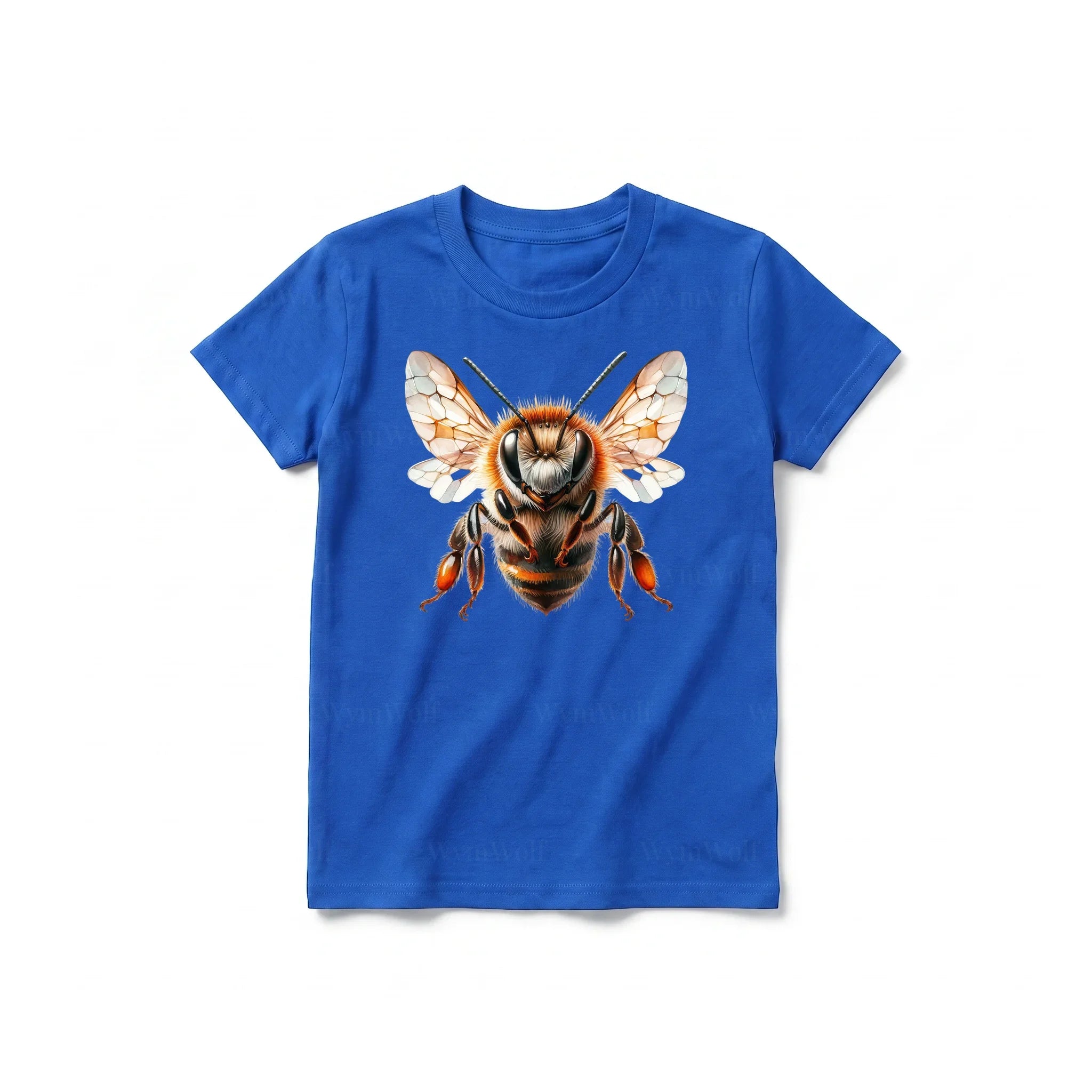 A royal short-sleeve crewneck t-shirt for youth featuring a graphic of a arthropods animal on the front.