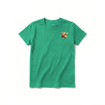 A kelly short-sleeve crewneck t-shirt for youth featuring a graphic of a arthropods animal on the left chest.