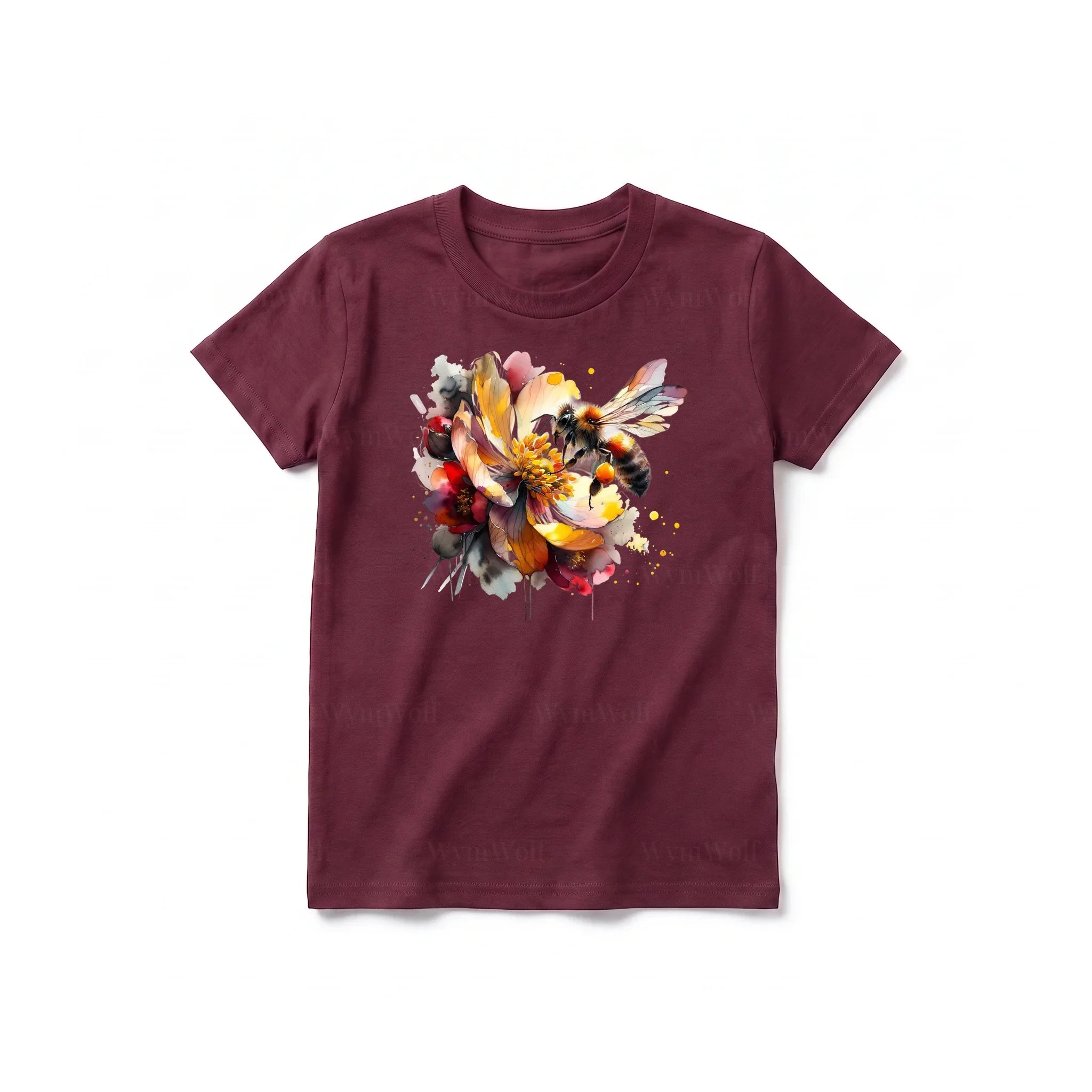 A maroon short-sleeve crewneck t-shirt for youth featuring a graphic of a arthropods animal on the front.