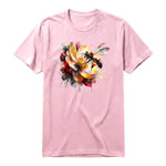 A pink short-sleeve crewneck t-shirt for adult featuring a graphic of a arthropods animal on the front.