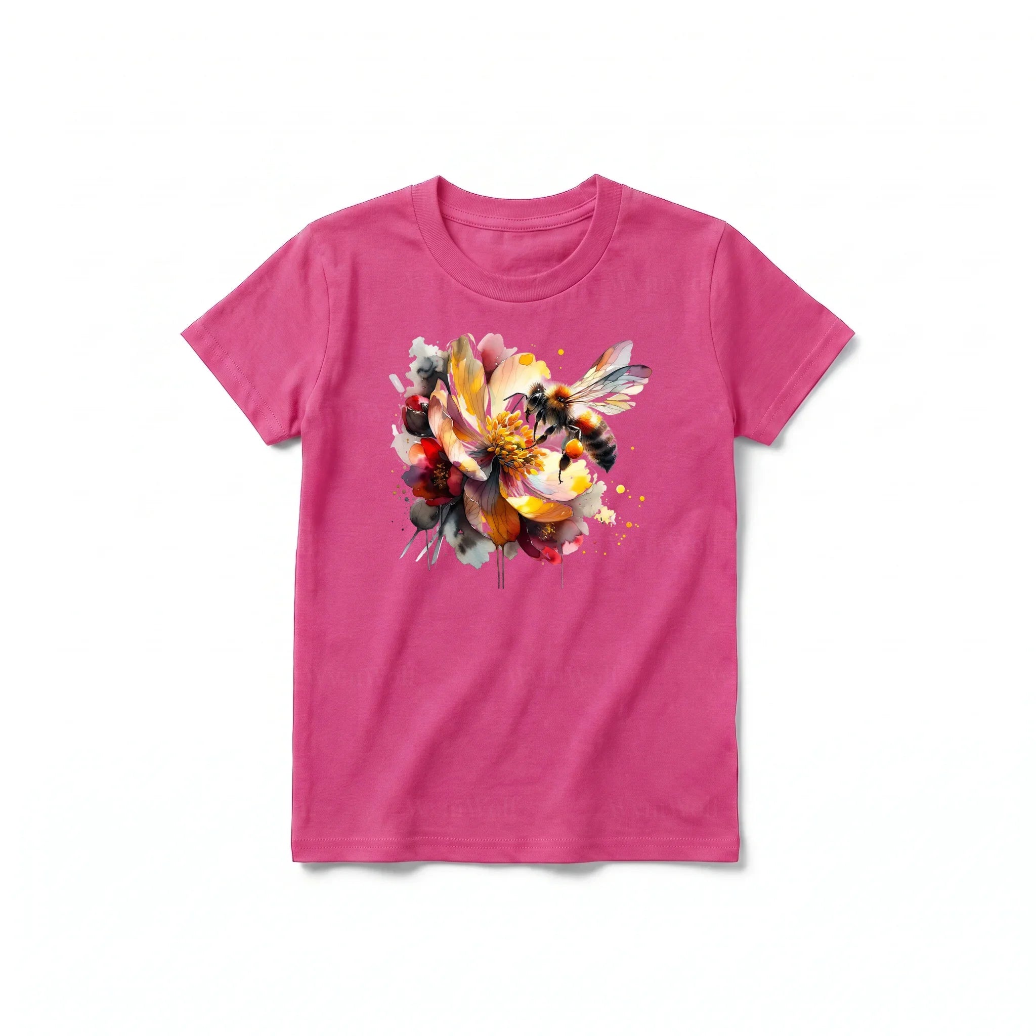 A raspberry short-sleeve crewneck t-shirt for youth featuring a graphic of a arthropods animal on the front.