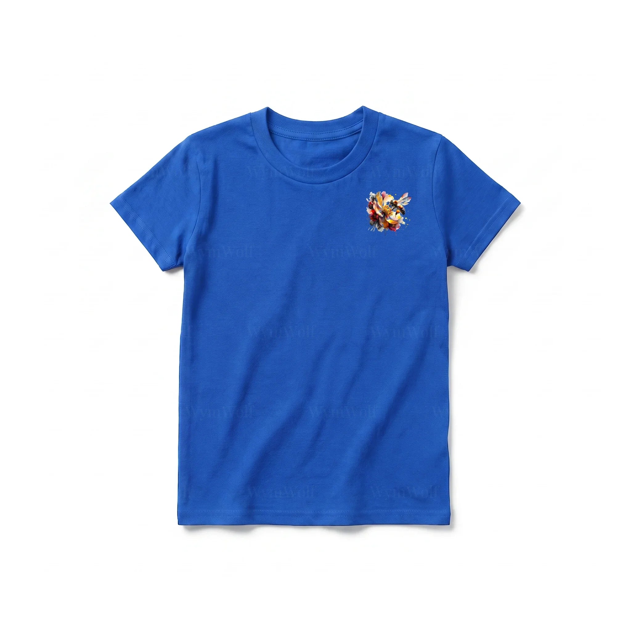A royal short-sleeve crewneck t-shirt for youth featuring a graphic of a arthropods animal on the left chest.