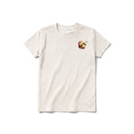 A vintage-white short-sleeve crewneck t-shirt for youth featuring a graphic of a arthropods animal on the left chest.
