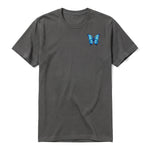 A charcoal short-sleeve crewneck t-shirt for adult featuring a graphic of a arthropods animal on the left chest.