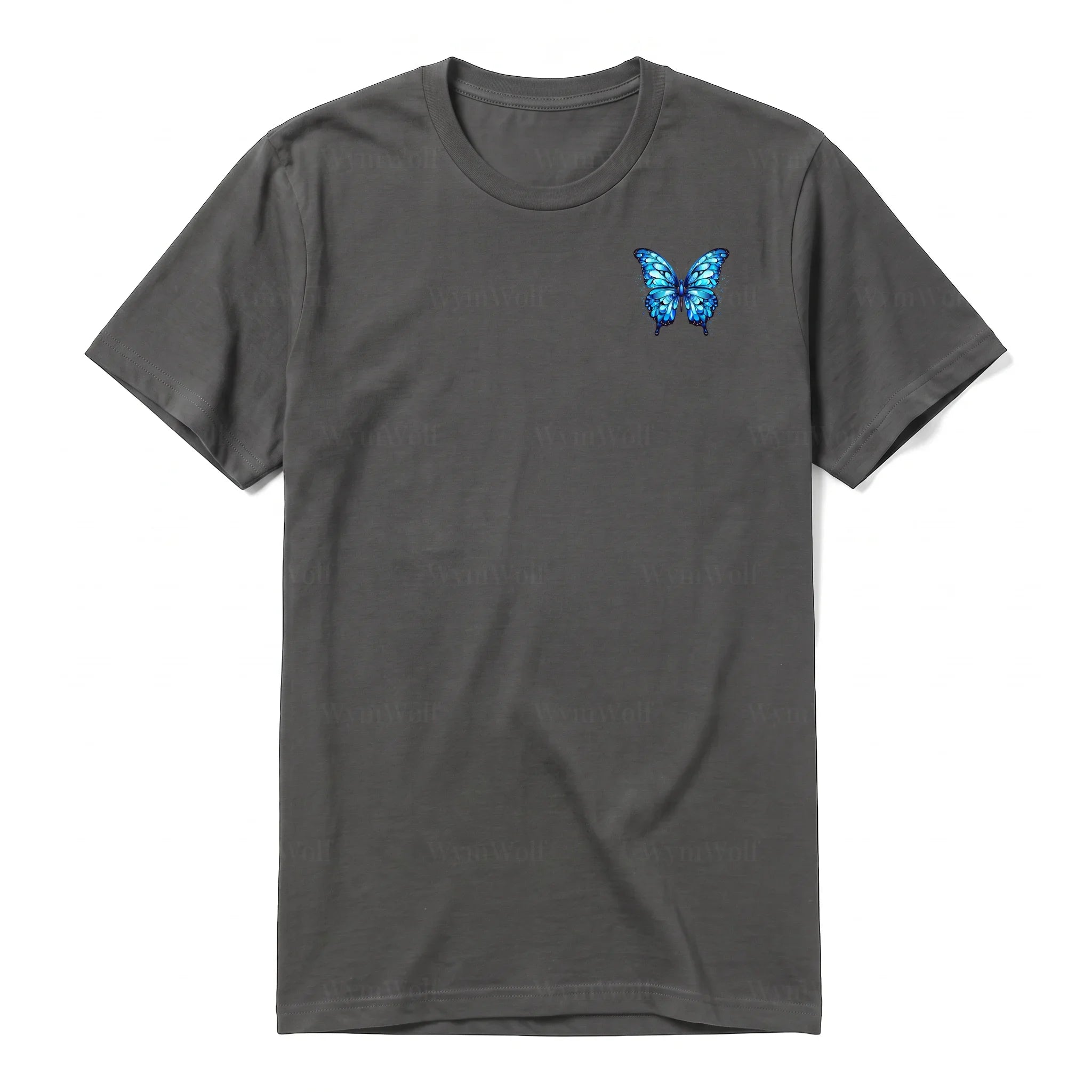 A charcoal short-sleeve crewneck t-shirt for adult featuring a graphic of a arthropods animal on the left chest.