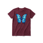 A maroon short-sleeve crewneck t-shirt for youth featuring a graphic of a arthropods animal on the front.