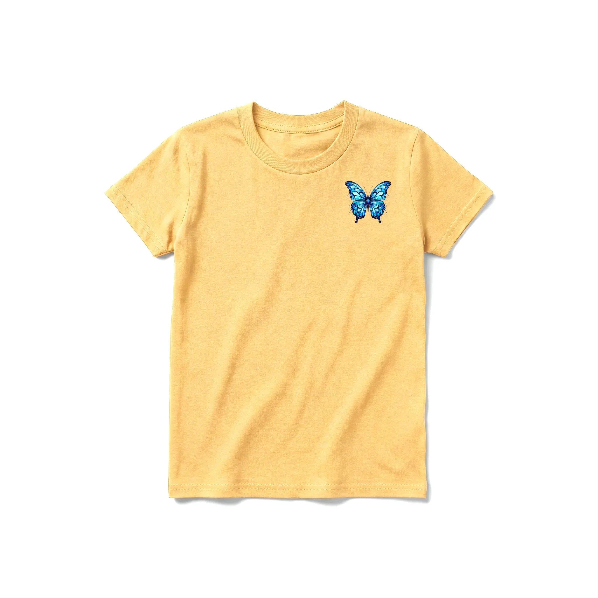 A mustard short-sleeve crewneck t-shirt for youth featuring a graphic of a arthropods animal on the left chest.